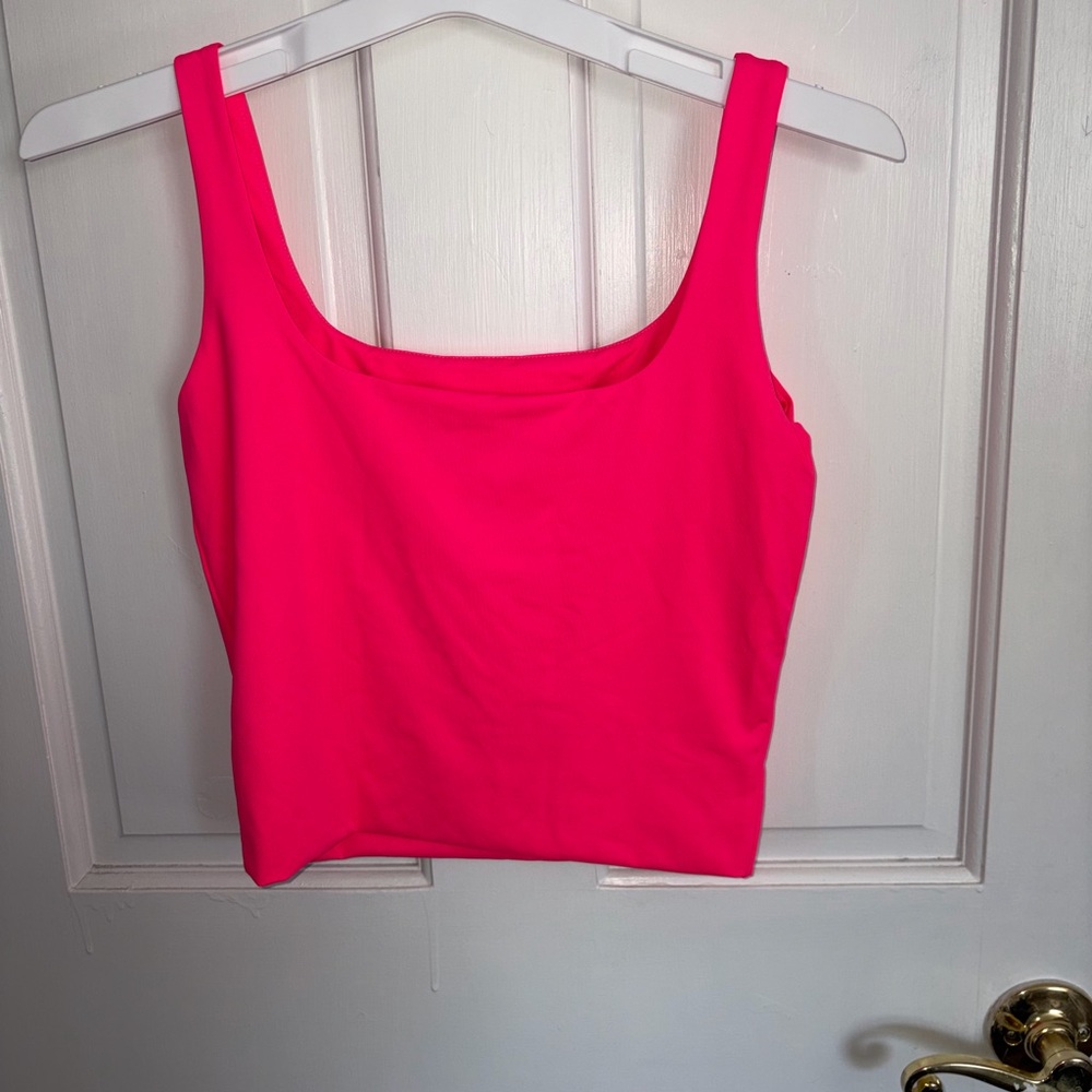Women’s Hot Pink Square-Neck Crop Tank Top